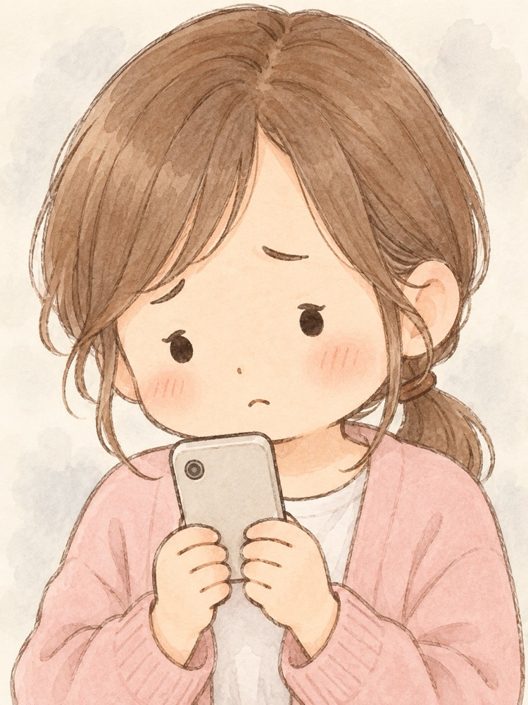 LINEでの相談をためらうミキ
