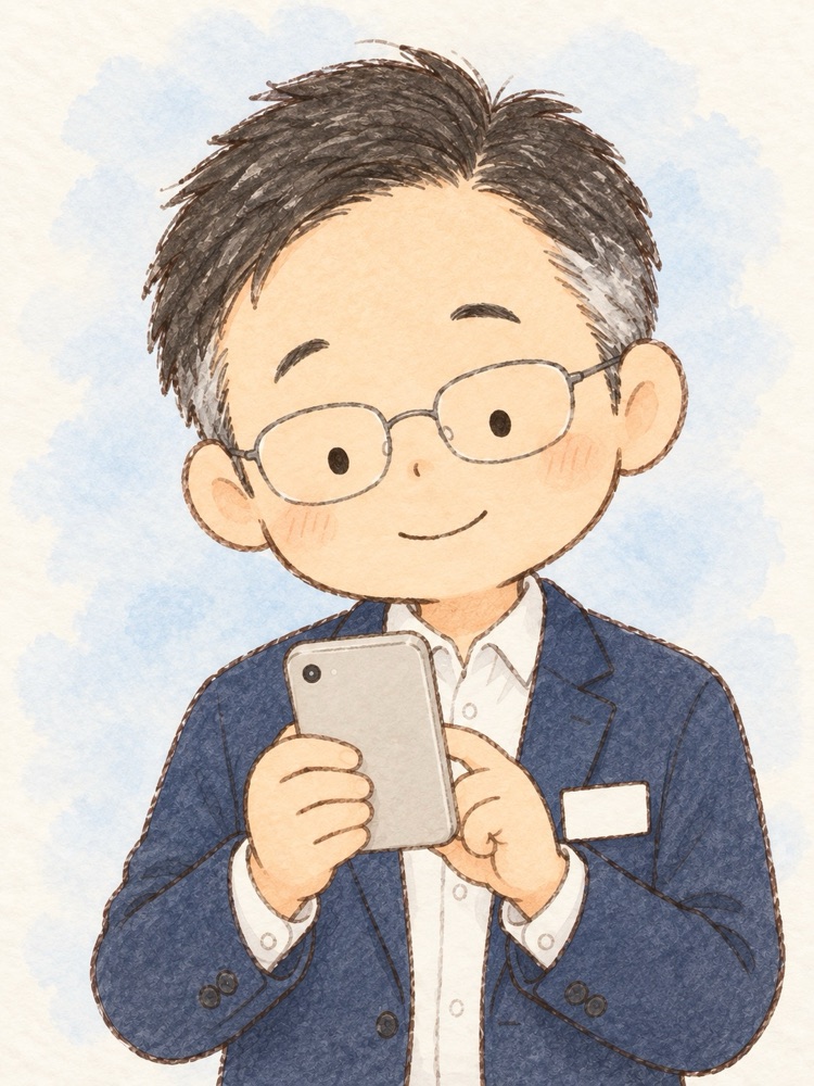 スマホで返信を打つ相談員の吉田