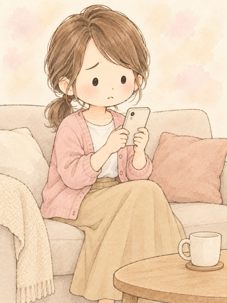 スマホに文章を打ち込むミキの横顔